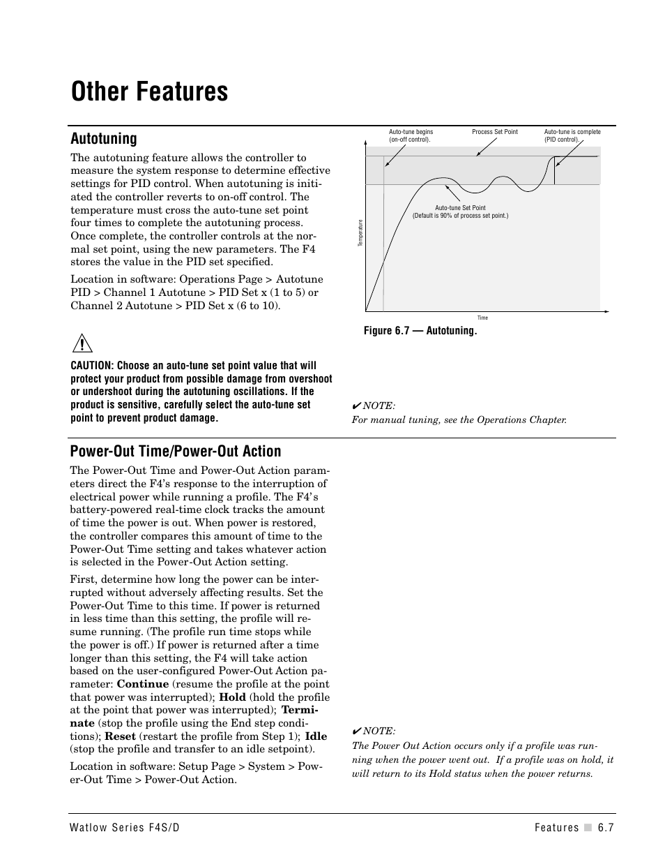 Other features, Autotuning, Power-out time/action | Power-out time/power-out action | Watlow Series F4S/D User Manual | Page 71 / 152