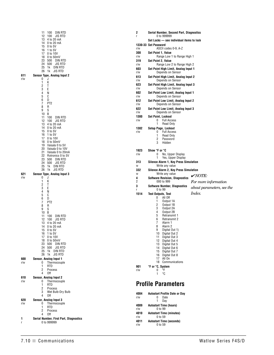 Profiling registers, Profile parameters | Watlow Series F4S/D User Manual | Page 86 / 152