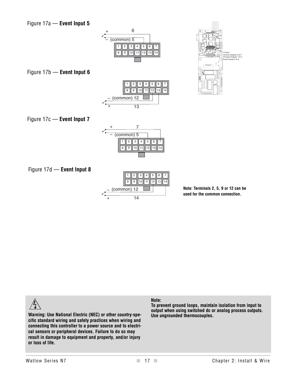 Figure 17d — event input 8, Figure 17c — event input 7, Figure 17b — event input 6 | Figure 17a — event input 5 | Watlow series l rev g - 02-12-08.pdf User Manual | Page 17 / 28