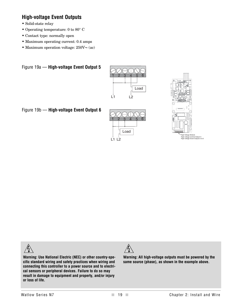 High-voltage event outputs | Watlow series l rev g - 02-12-08.pdf User Manual | Page 19 / 28