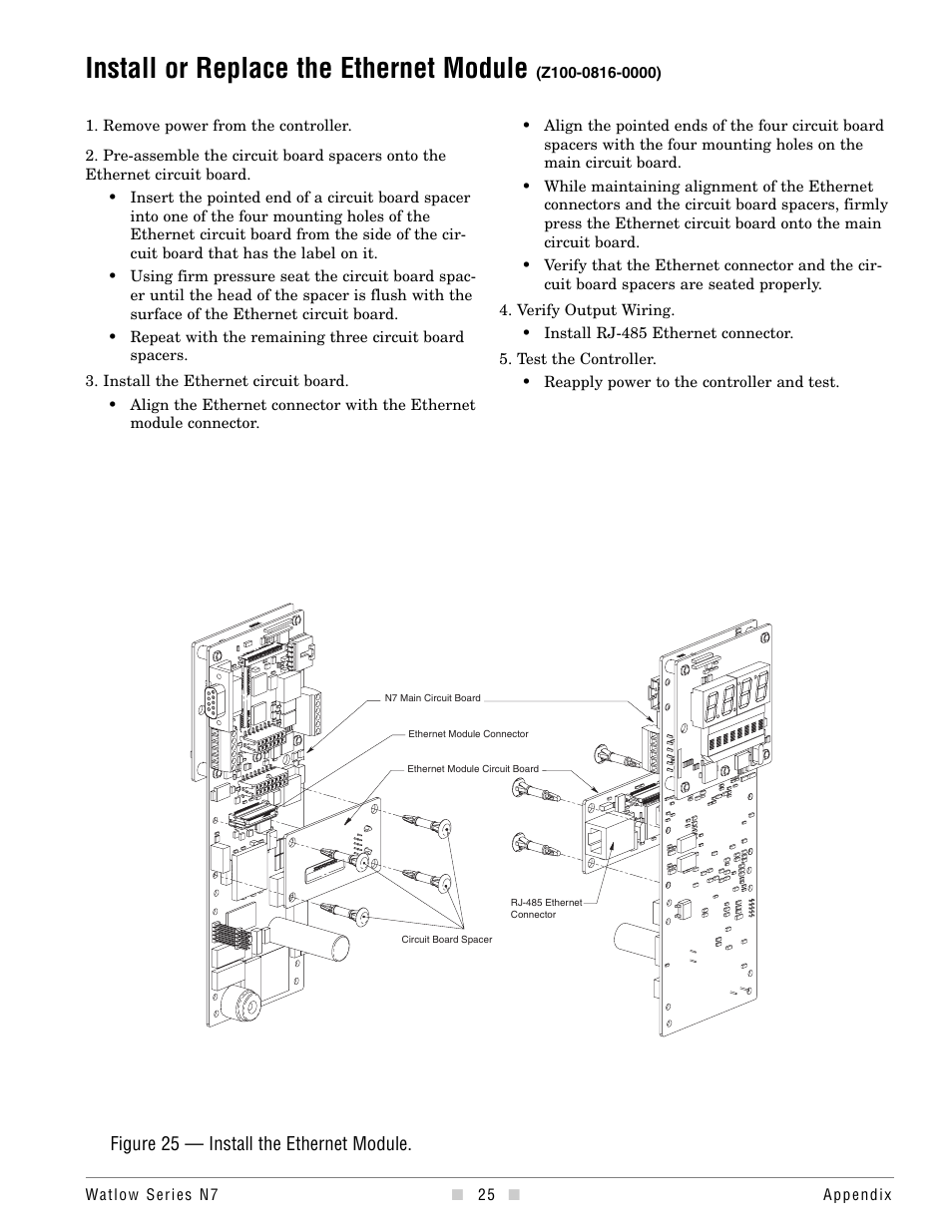 Install or replace the ethernet module | Watlow series l rev g - 02-12-08.pdf User Manual | Page 25 / 28