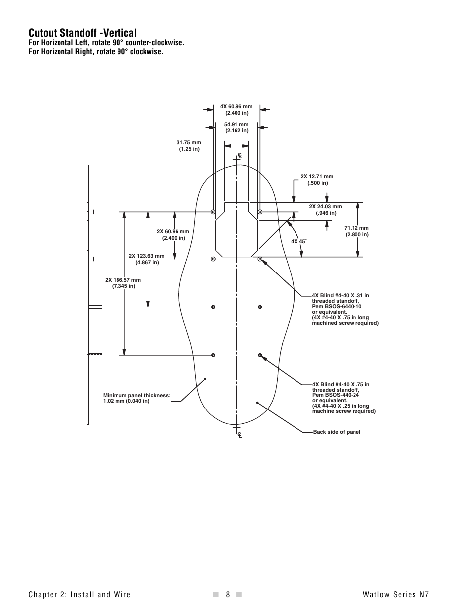 Cutout standoff -vertical | Watlow series l rev g - 02-12-08.pdf User Manual | Page 8 / 28