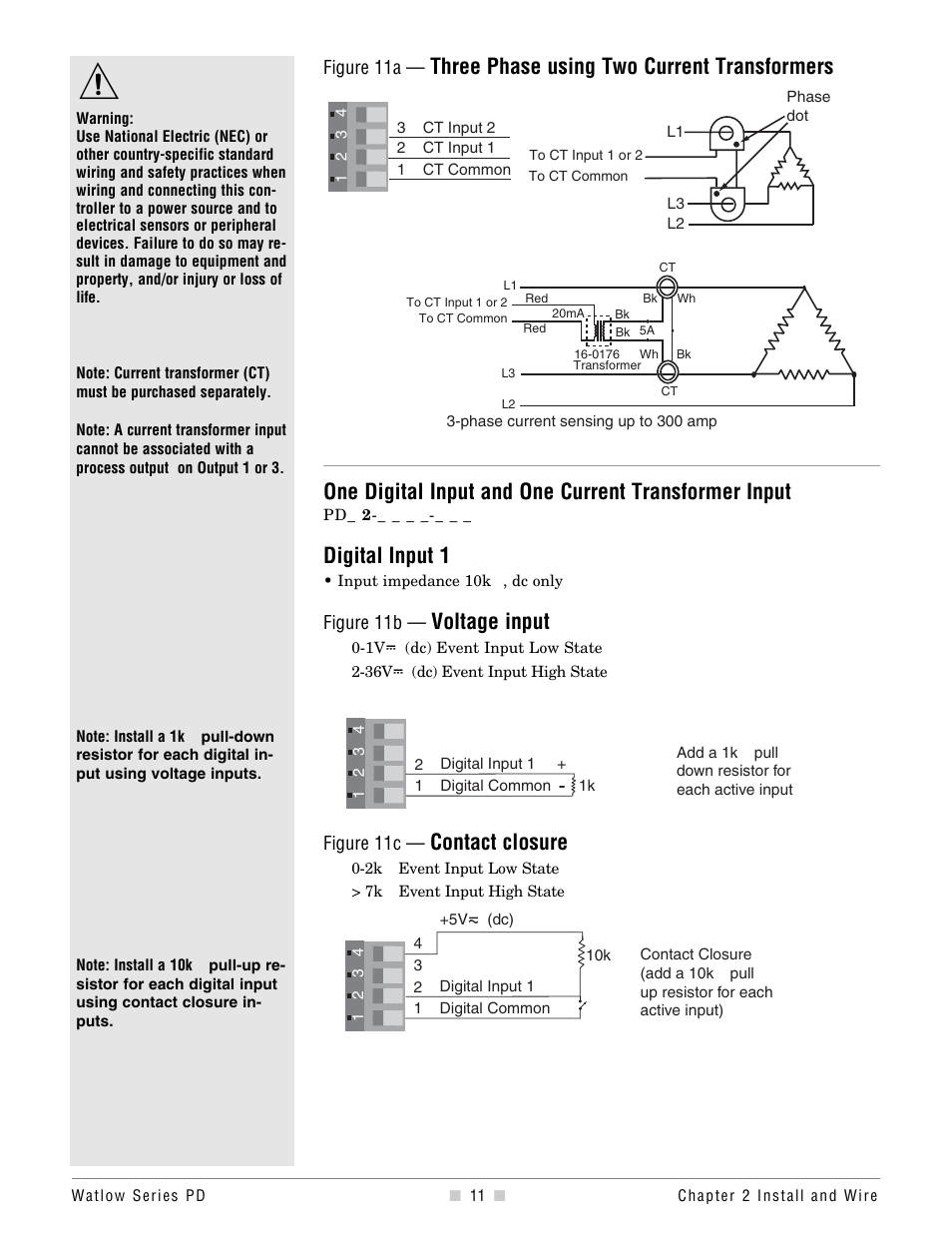 One digital and one ct input, Digital input 1, Voltage input | Contact closure | Watlow Series PD Ethernet Enabled Temperature and Process Controller User Manual | Page 13 / 30