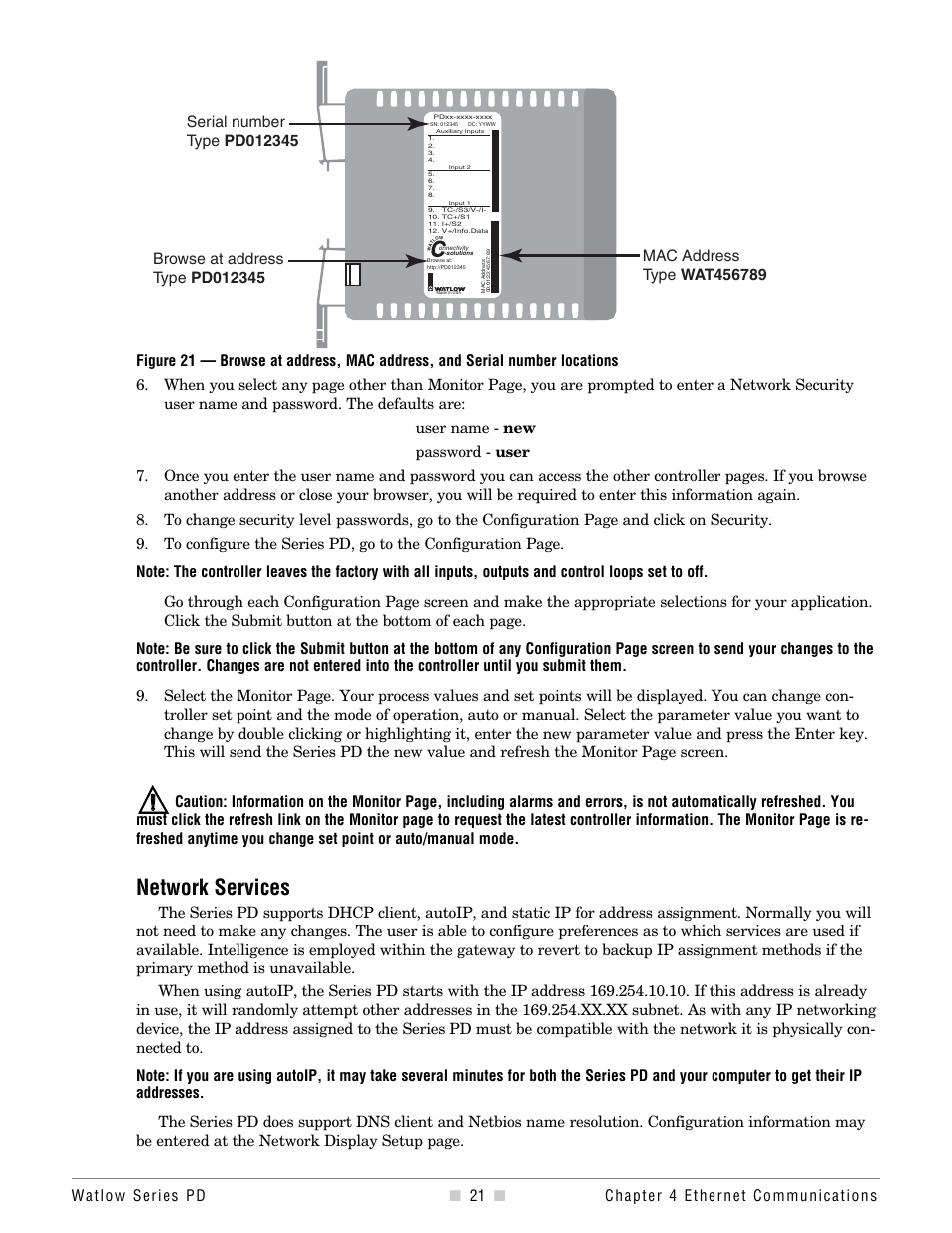 Network services | Watlow Series PD Ethernet Enabled Temperature and Process Controller User Manual | Page 23 / 30