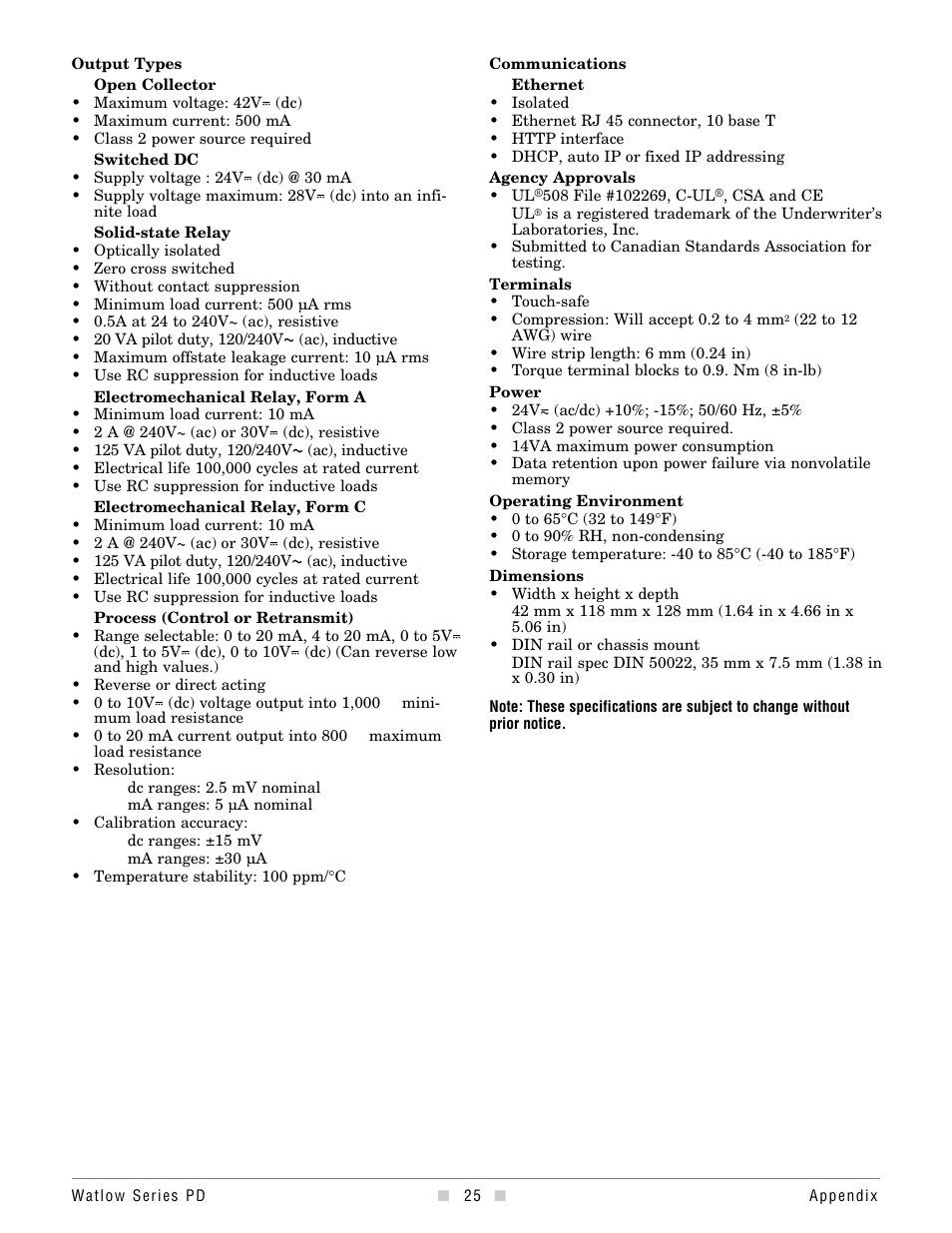 Watlow Series PD Ethernet Enabled Temperature and Process Controller User Manual | Page 27 / 30