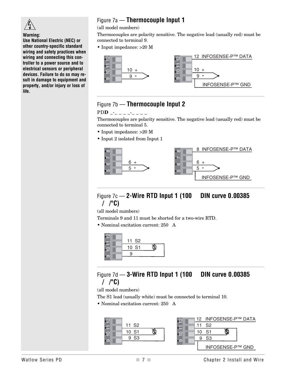 Thermocouple input 1 & 2, Rtd input 1, Thermocouple input 1 | Thermocouple input 2 | Watlow Series PD Ethernet Enabled Temperature and Process Controller User Manual | Page 9 / 30