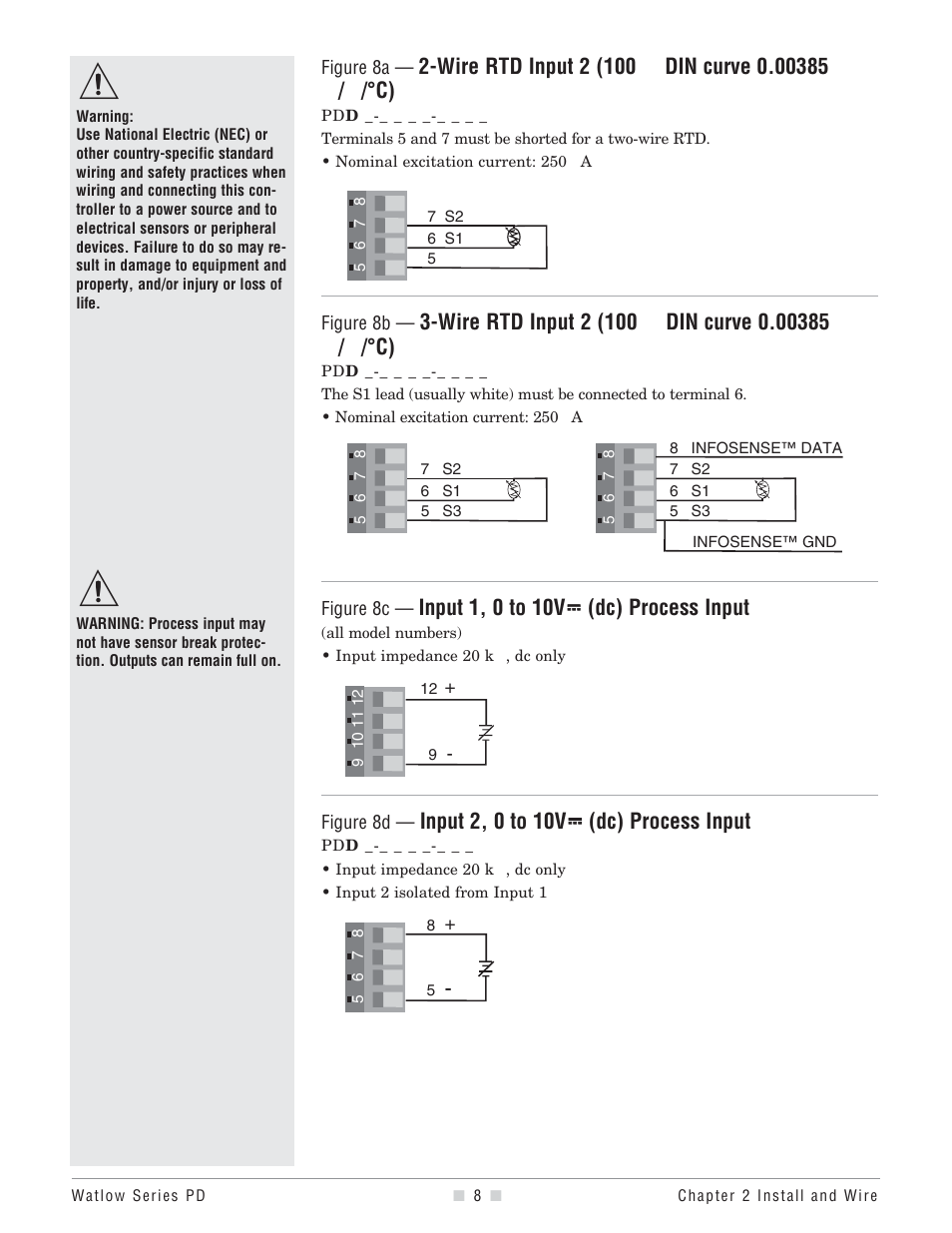 Input 1, 0 to 10v о о (dc) process input, Input 2, 0 to 10v о о (dc) process input | Watlow Series PD User Manual | Page 10 / 188