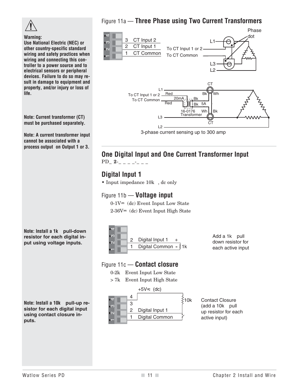 Digital input 1, Voltage input, Contact closure | Watlow Series PD User Manual | Page 13 / 188