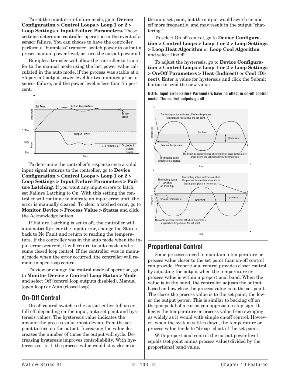 On-off control, Proportional control | Watlow Series PD User Manual | Page 135 / 188