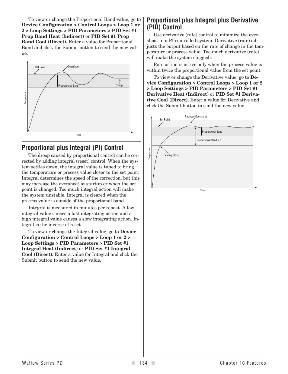 Pi control, Pid control, Proportional plus integral (pi) control | Watlow Series PD User Manual | Page 136 / 188