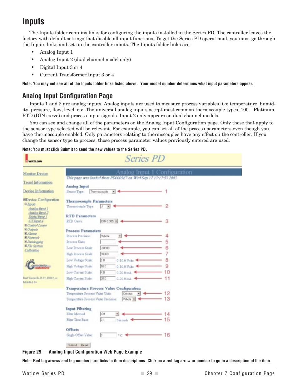 Inputs, Analog input configuration page | Watlow Series PD User Manual | Page 31 / 188