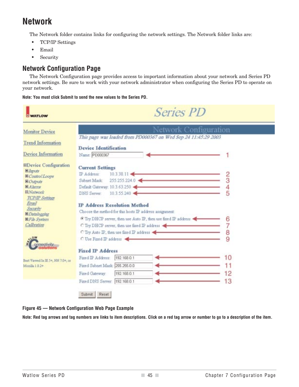 Network, Network configuration page | Watlow Series PD User Manual | Page 47 / 188