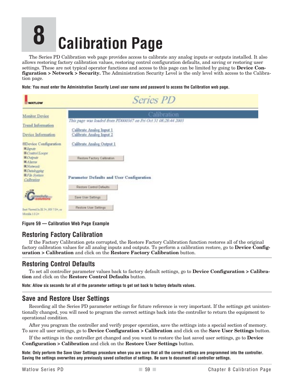 Chapter eight, Calibration page | Watlow Series PD User Manual | Page 61 / 188