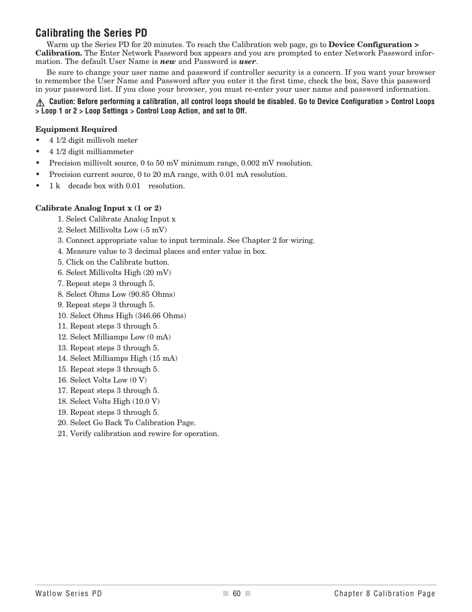 Calibrating the series pd | Watlow Series PD User Manual | Page 62 / 188