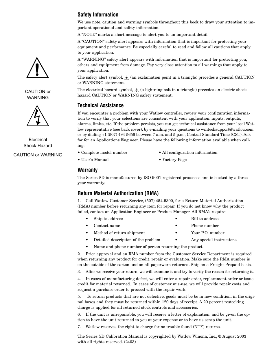 Watlow Series SD User Manual | Page 2 / 8