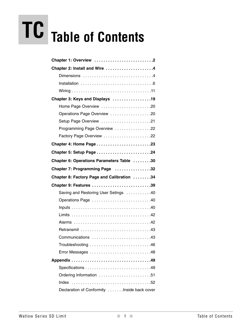 Watlow Series SD Limit User Manual | Page 3 / 60