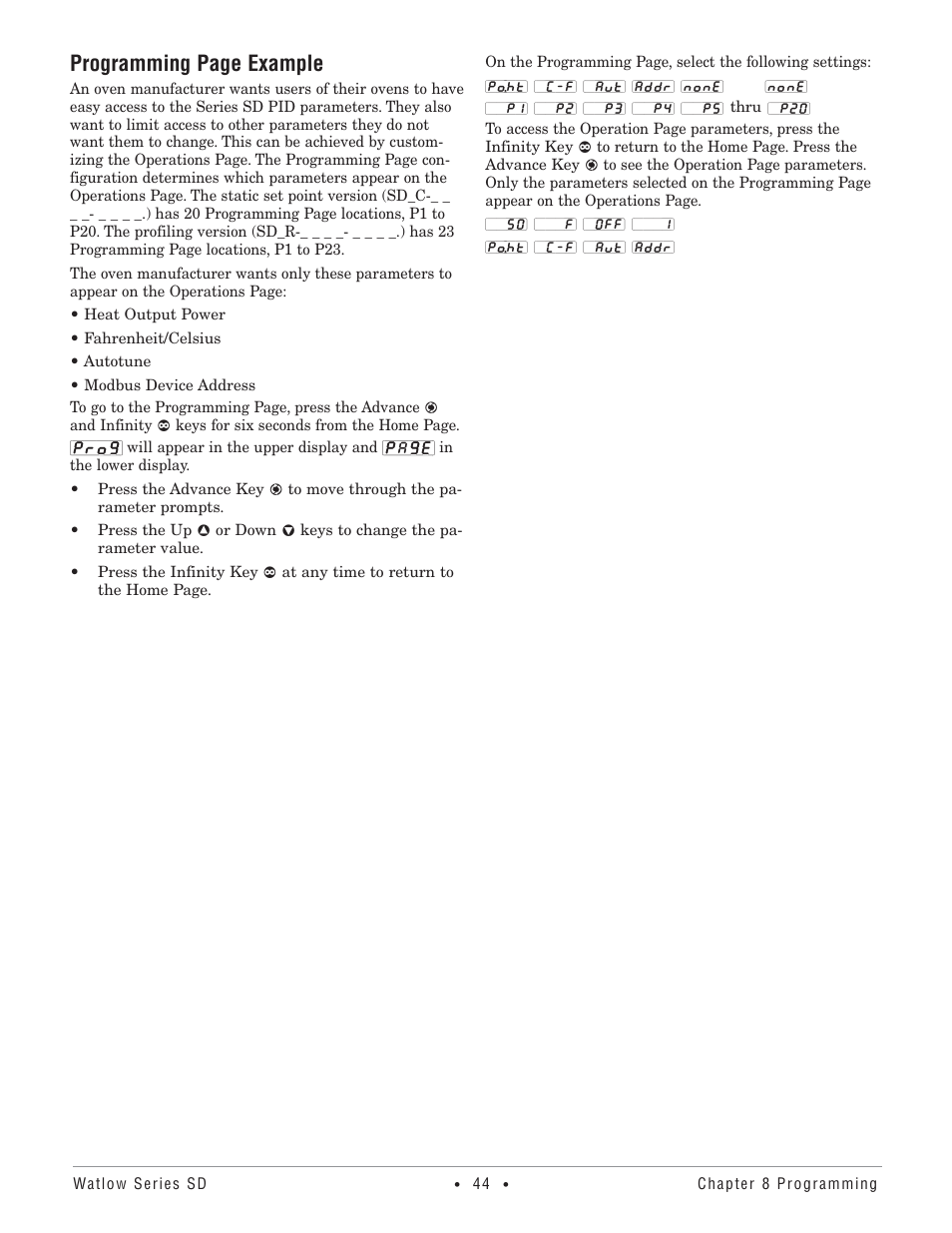 Programming page example | Watlow Series SD PID Profiling Controller User Manual | Page 46 / 88