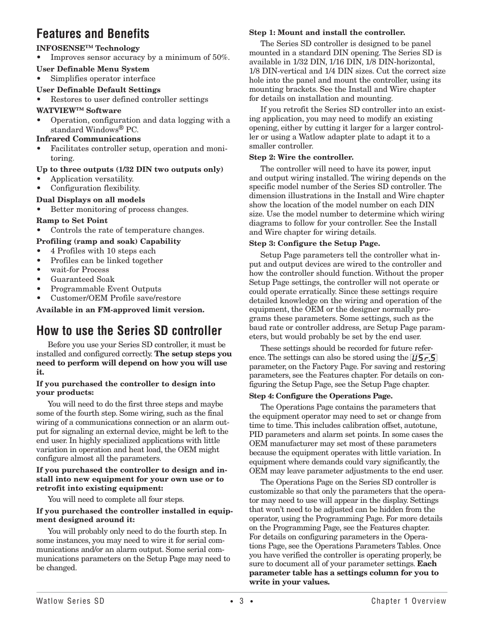 Features and benefits, How to use the series sd controller | Watlow Series SD PID Profiling Controller User Manual | Page 5 / 88