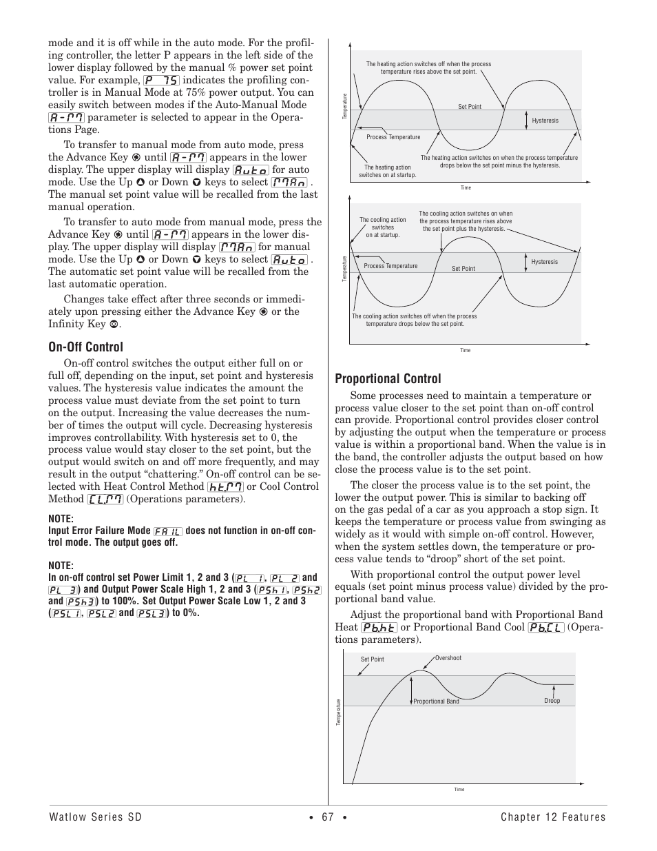 On-off control, Proportional control | Watlow Series SD PID Profiling Controller User Manual | Page 69 / 88