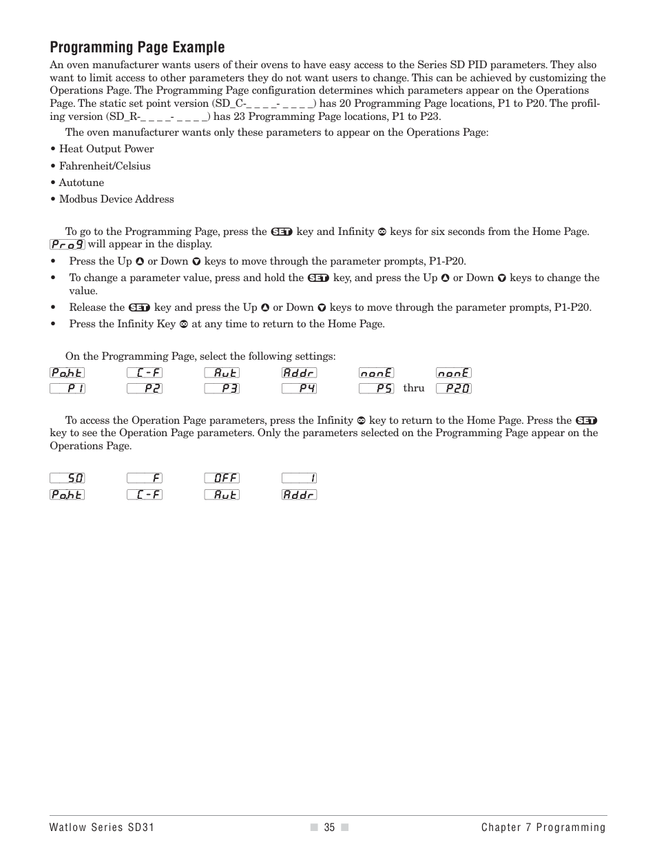 Programming page example | Watlow Series SD31 PID with Optional Countdown Timer User Manual | Page 37 / 72