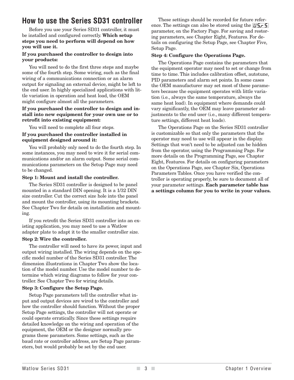 How to use the series sd31 controller | Watlow Series SD31 PID with Optional Countdown Timer User Manual | Page 5 / 72