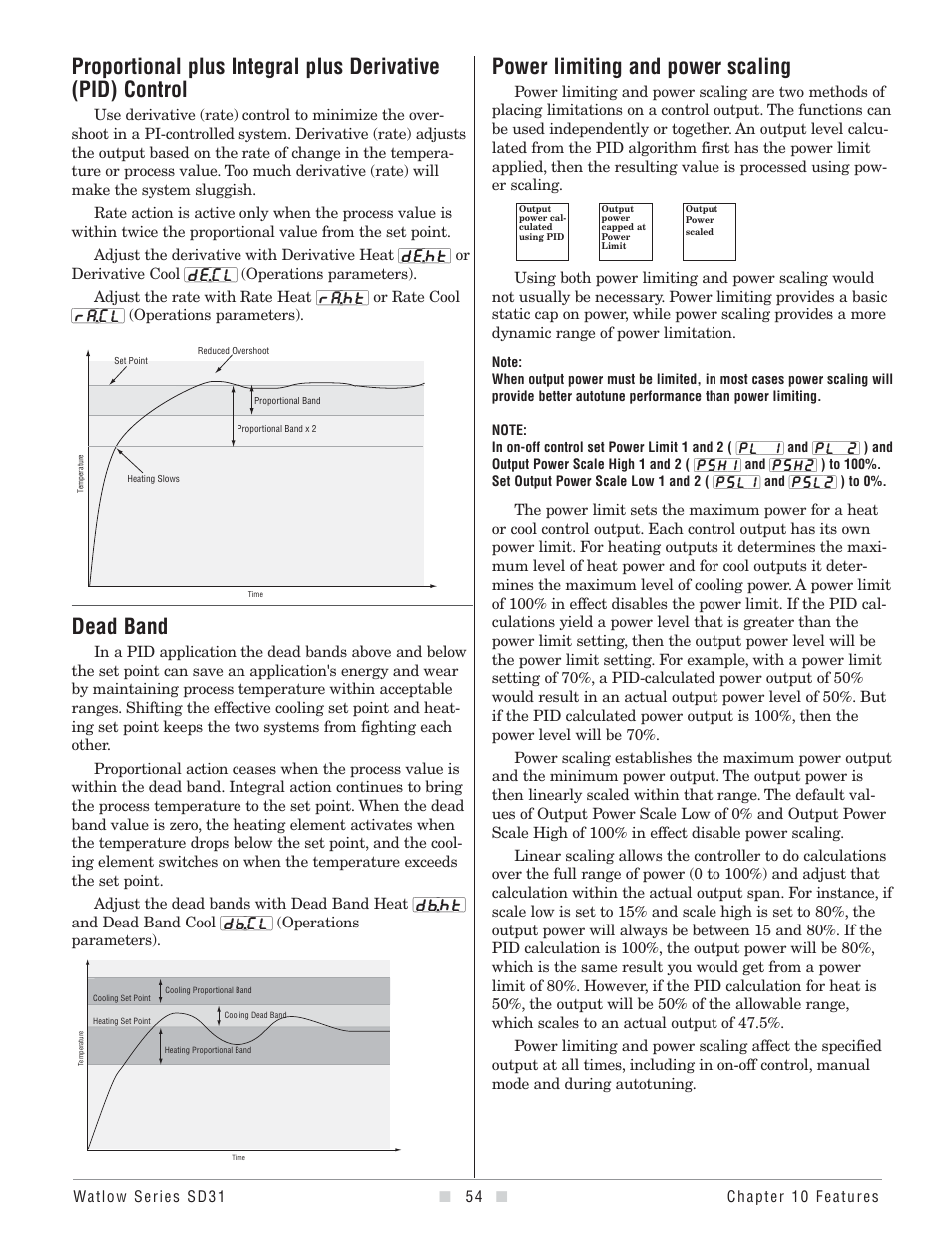 Dead band, Power limiting and power scaling | Watlow Series SD31 PID with Optional Countdown Timer User Manual | Page 56 / 72