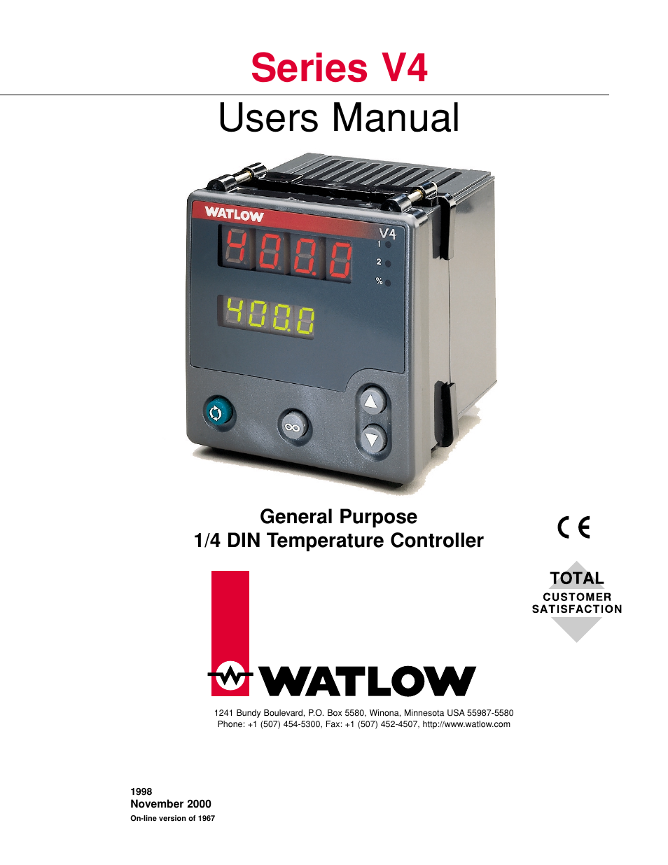Watlow Series V4T User Manual | 26 pages