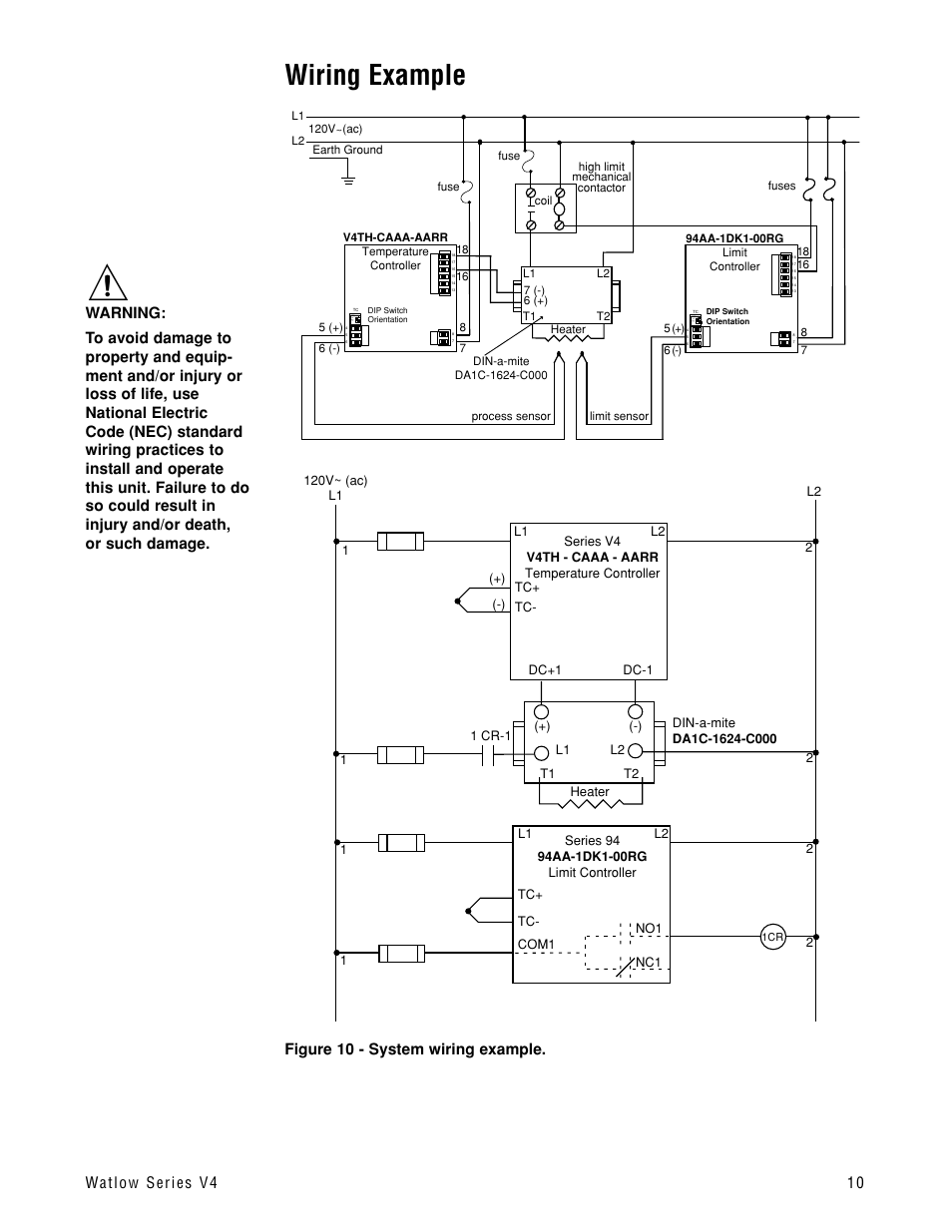 Wiring example, Figure 10 - system wiring example | Watlow Series V4T User Manual | Page 10 / 26