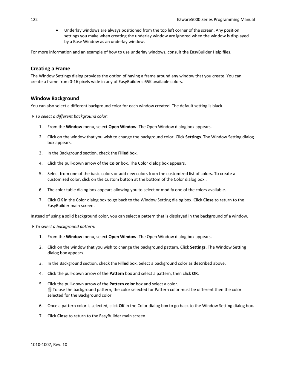 Creating a frame, Window background | Watlow Silver Series User Manual | Page 130 / 204