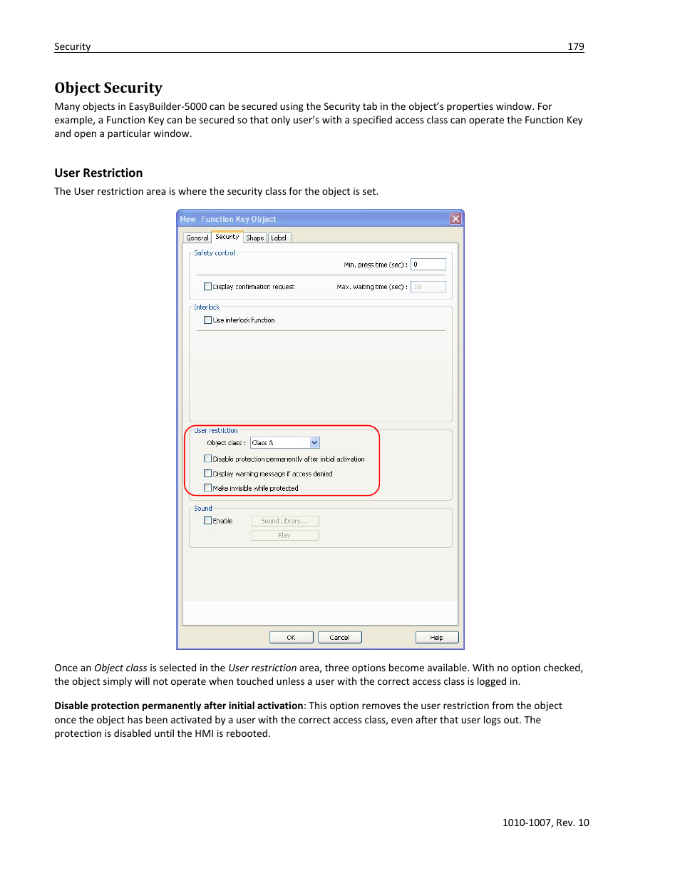 Object security, User restriction | Watlow Silver Series User Manual | Page 187 / 204