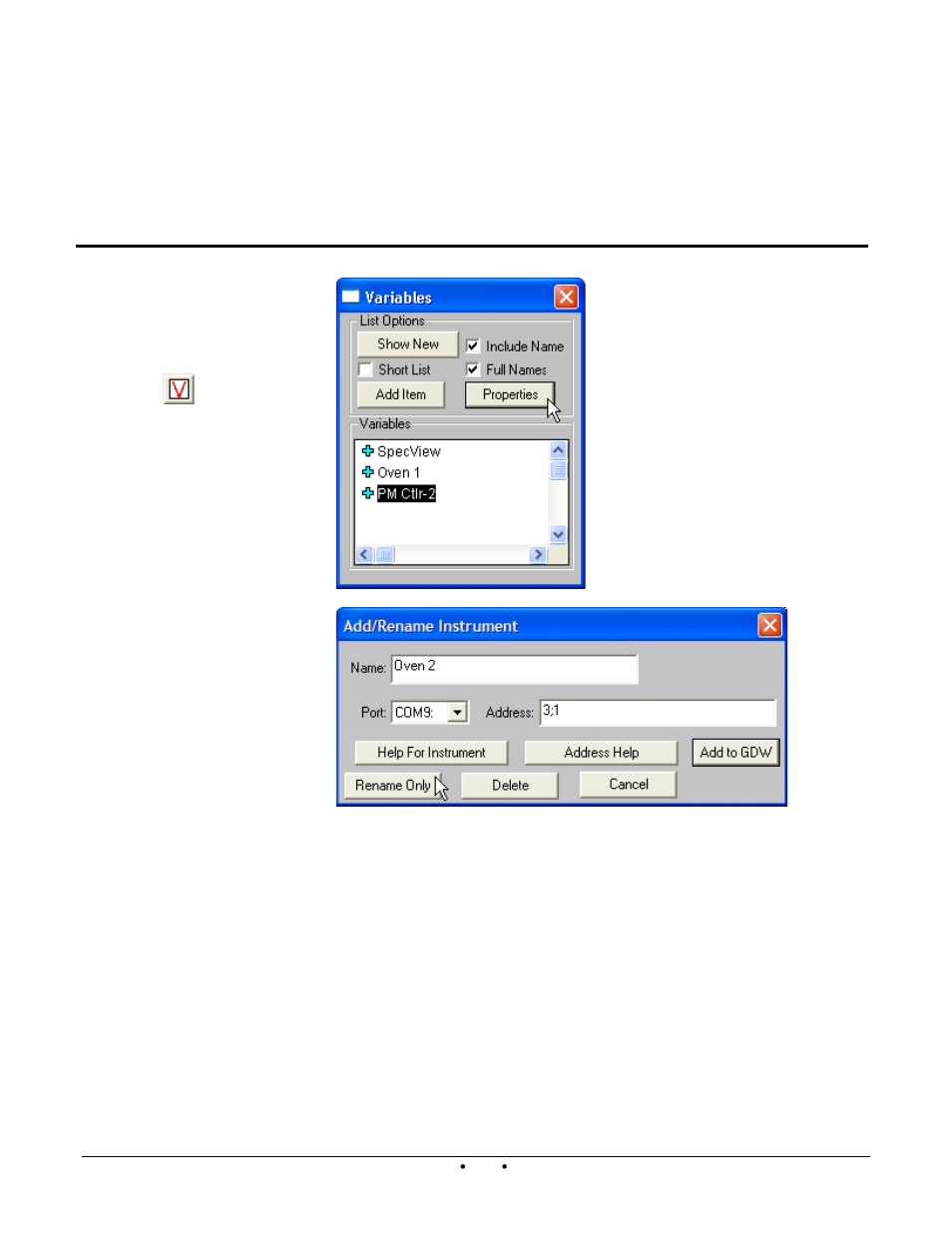 Rename an instrument | Watlow SpecView from Watlow User Manual | Page 29 / 40