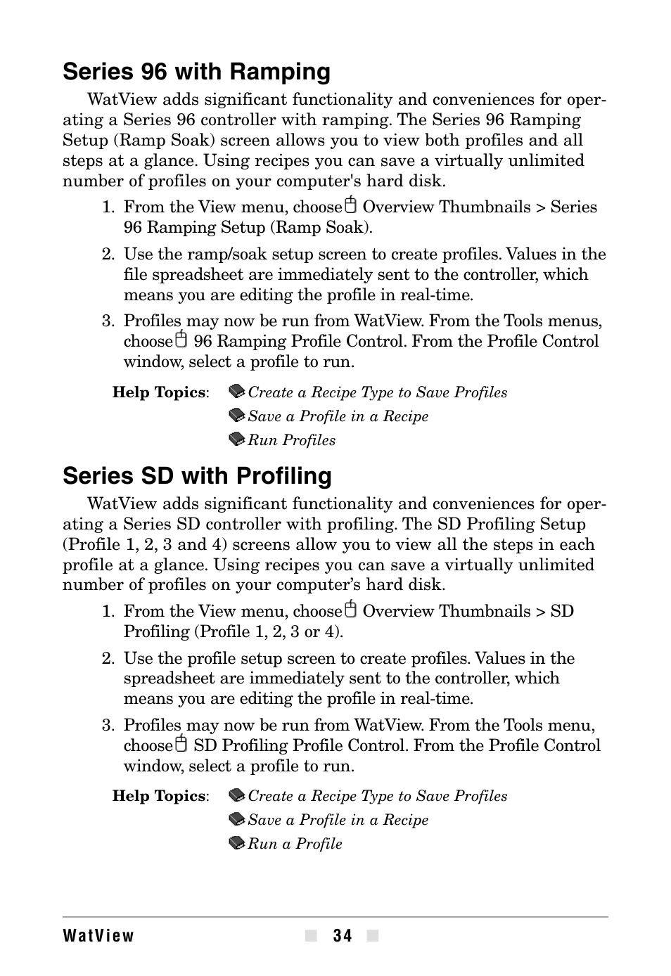 Series 96 with ramping, Series sd with profiling | Watlow WATVIEW User Manual | Page 34 / 36