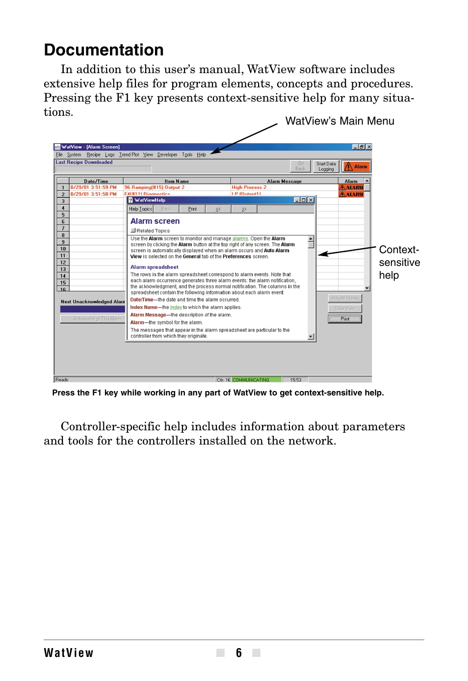 Documentation | Watlow WATVIEW User Manual | Page 6 / 36
