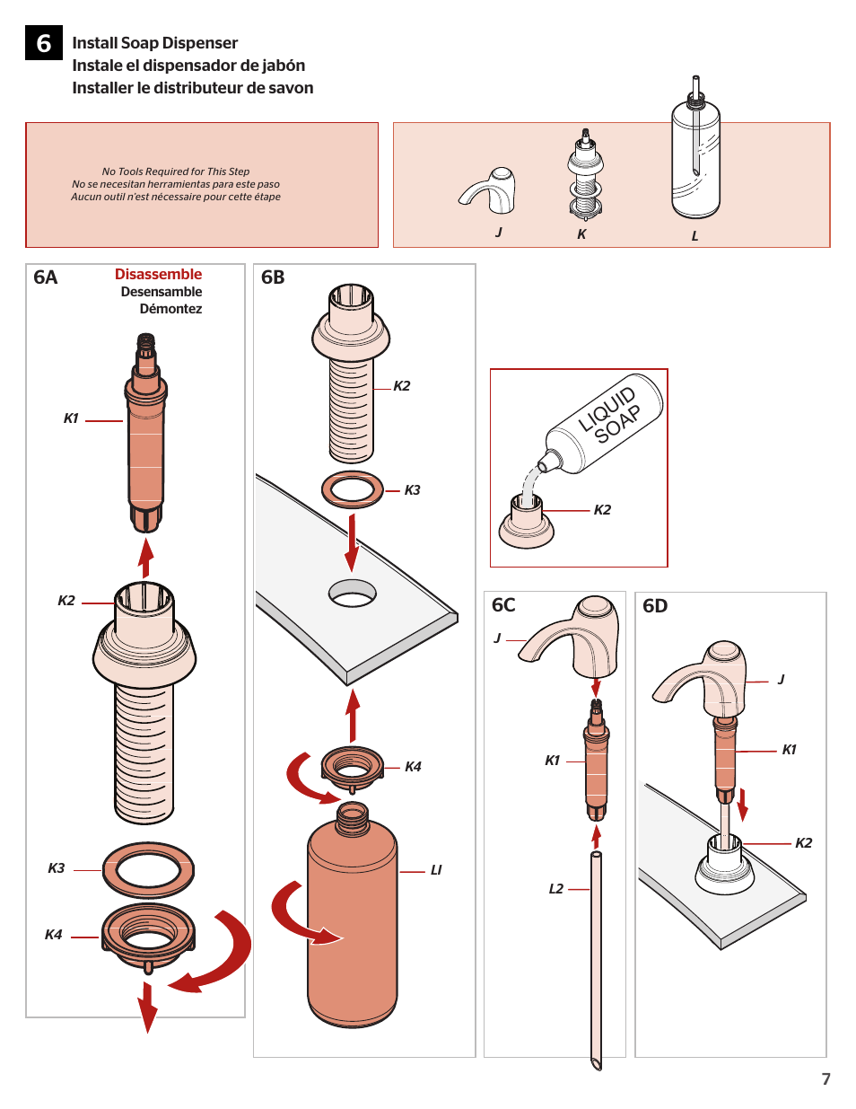 6a 6b, 6c liquid soap | Pfister F-534-PSLC User Manual | Page 7 / 10