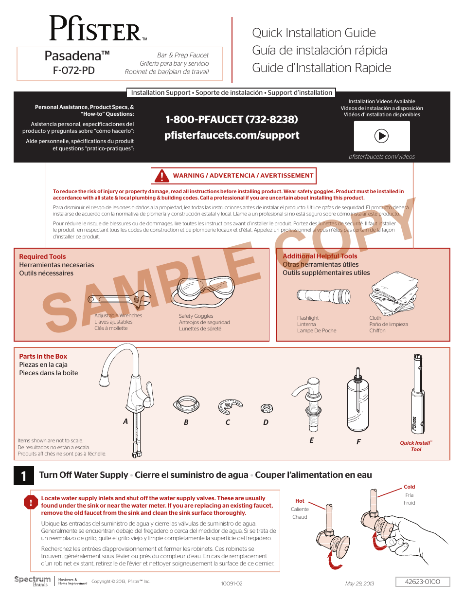 Pfister F-072-PDSS User Manual | 6 pages