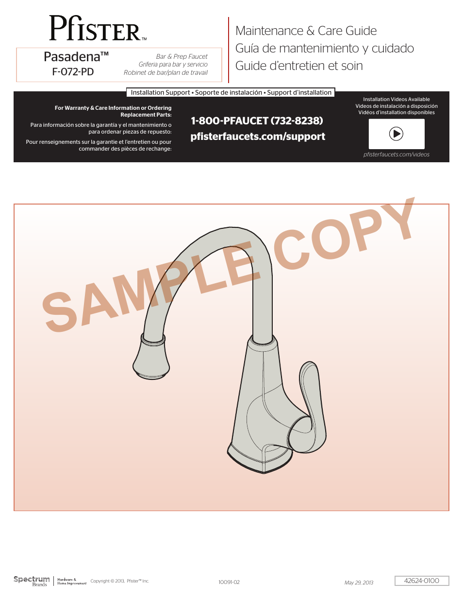 Pfister F-072-PDSS User Manual | 4 pages