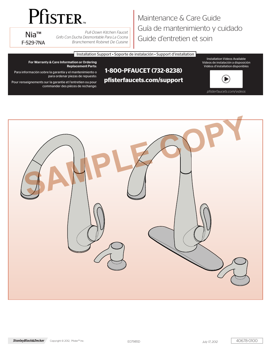 Pfister F-529-7NAS User Manual | 4 pages