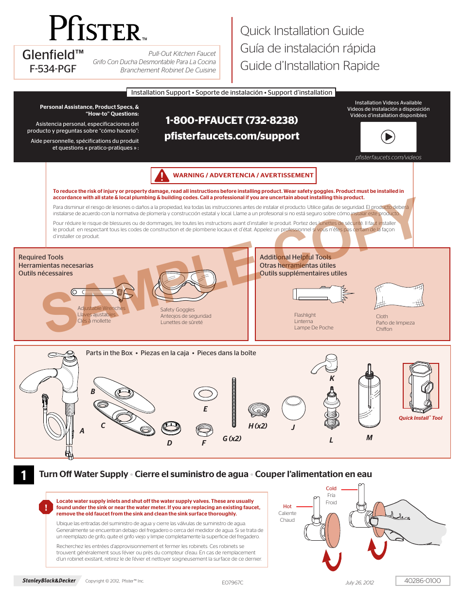 Pfister F-534-PGFS User Manual | 10 pages