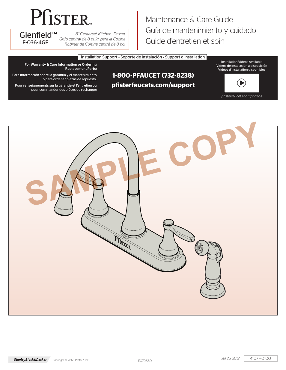 Pfister F-036-4GFS User Manual | 4 pages