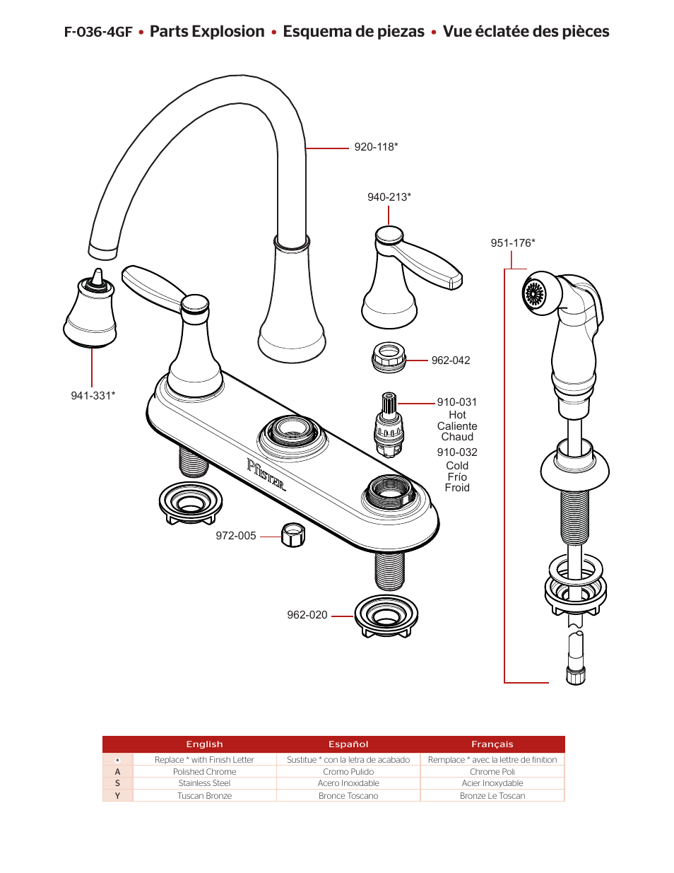 F-036-4gf | Pfister F-036-4GFS User Manual | Page 2 / 4