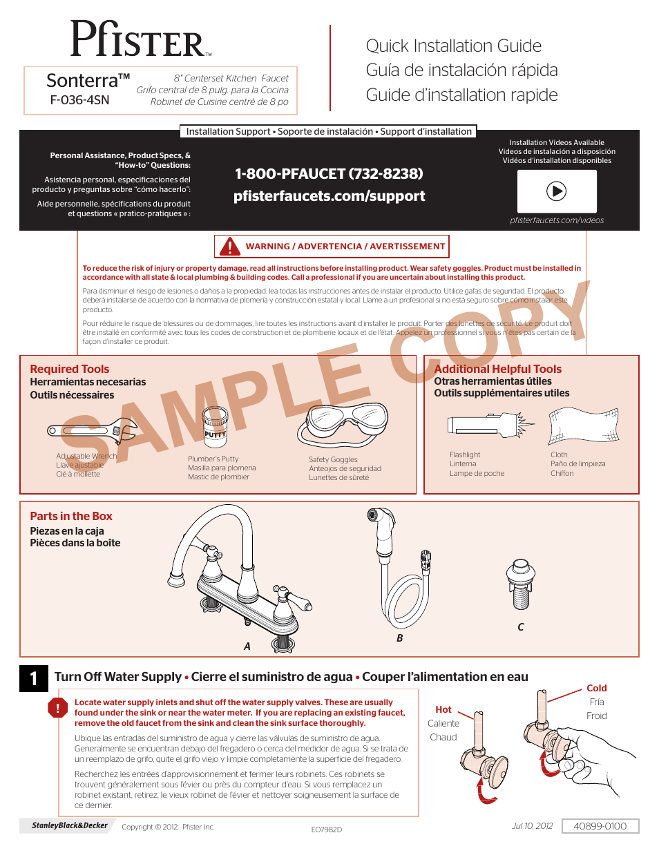 Pfister F-036-4SNC User Manual | 6 pages