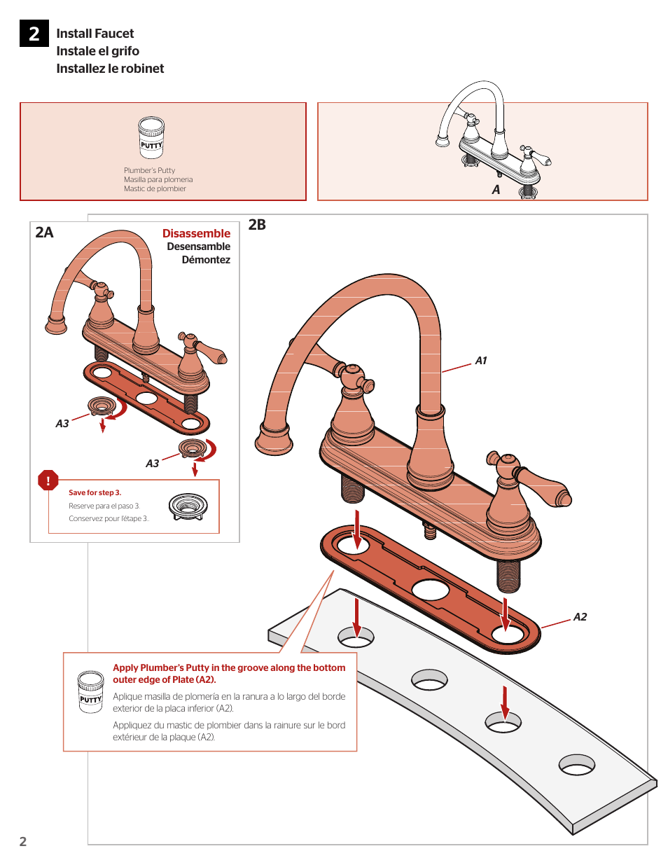 2b 2a | Pfister F-036-4SNC User Manual | Page 2 / 6