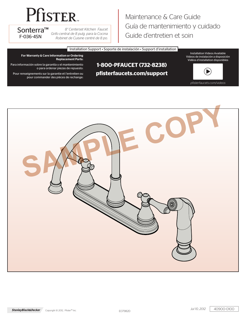 Pfister F-036-4SNC User Manual | 4 pages