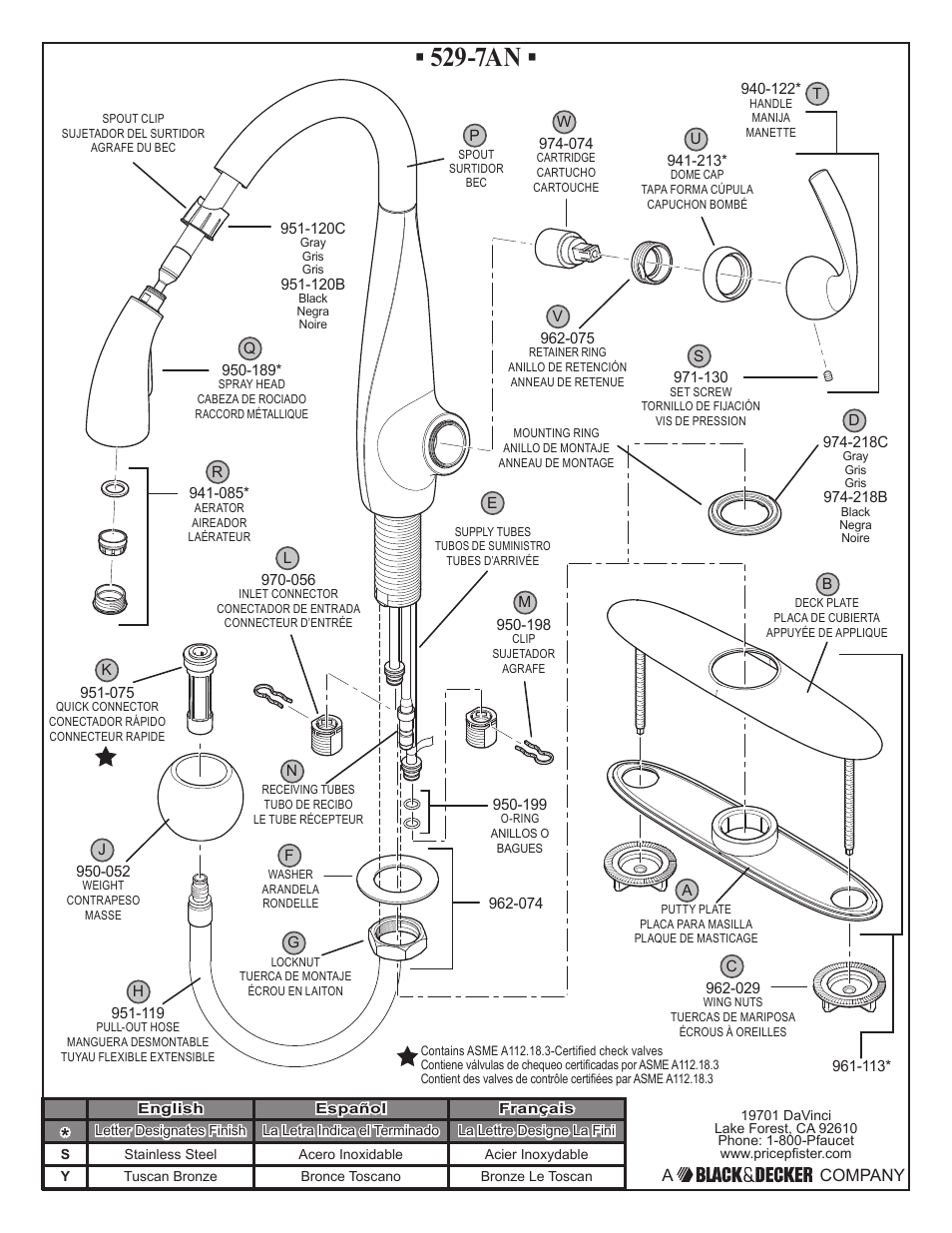 A company | Pfister F-529-7ANS User Manual | Page 2 / 6