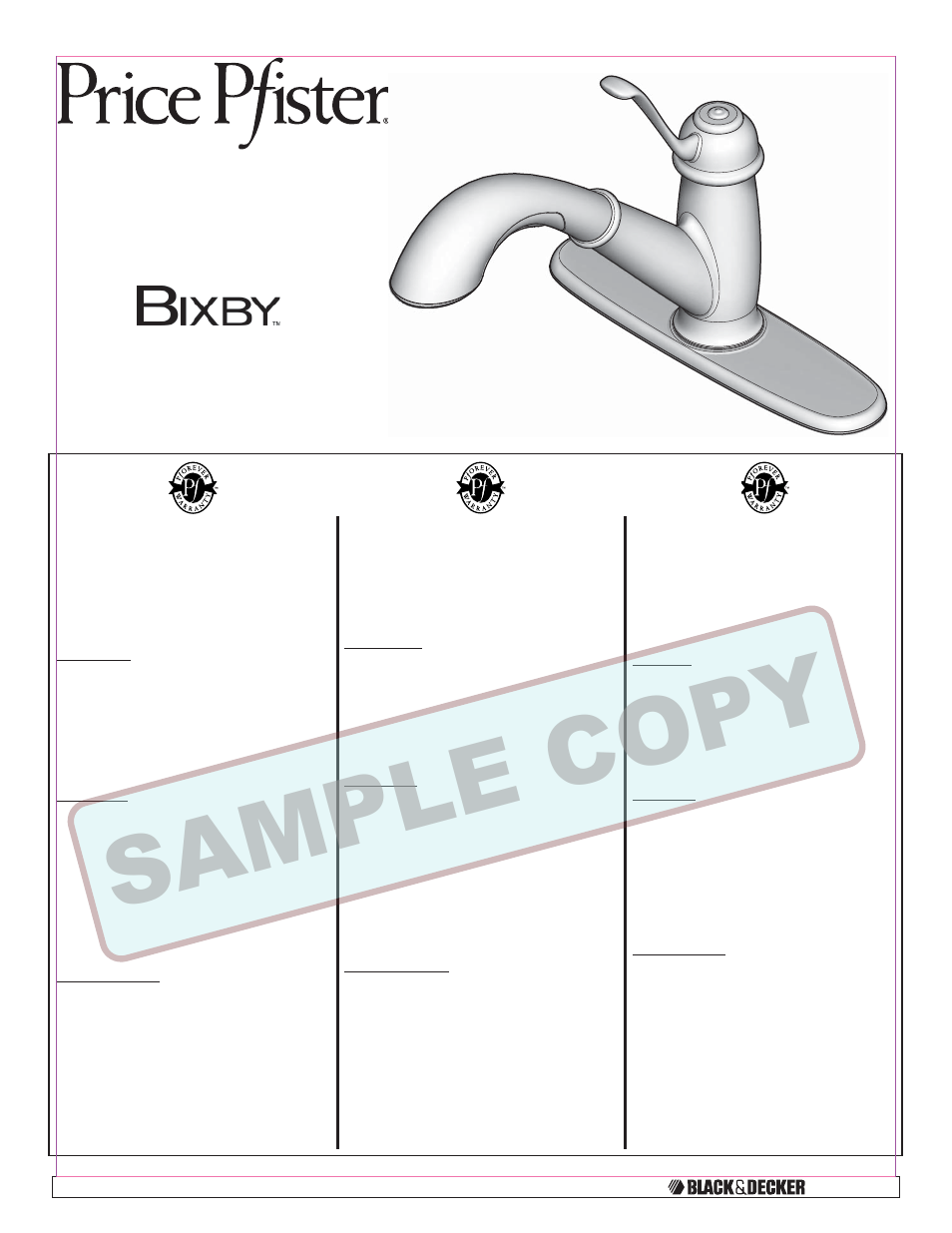 Pfister F-538-5LCS User Manual | 18 pages