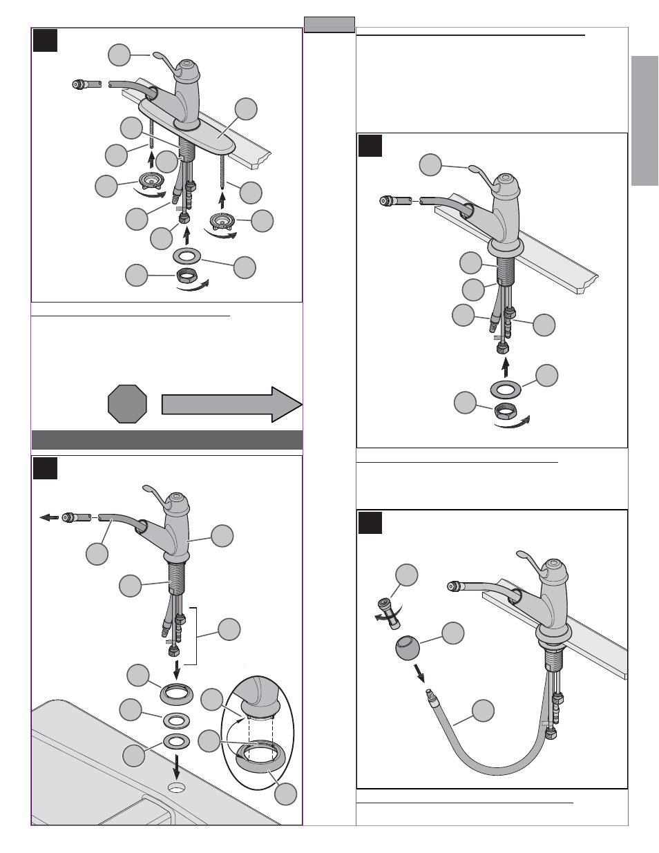 En g l is h english, Stop, 1 hole installation | Pfister F-538-5LCS User Manual | Page 3 / 18