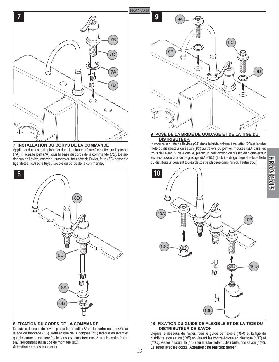 Fran ç ais | Pfister GT26-4YPK User Manual | Page 13 / 18
