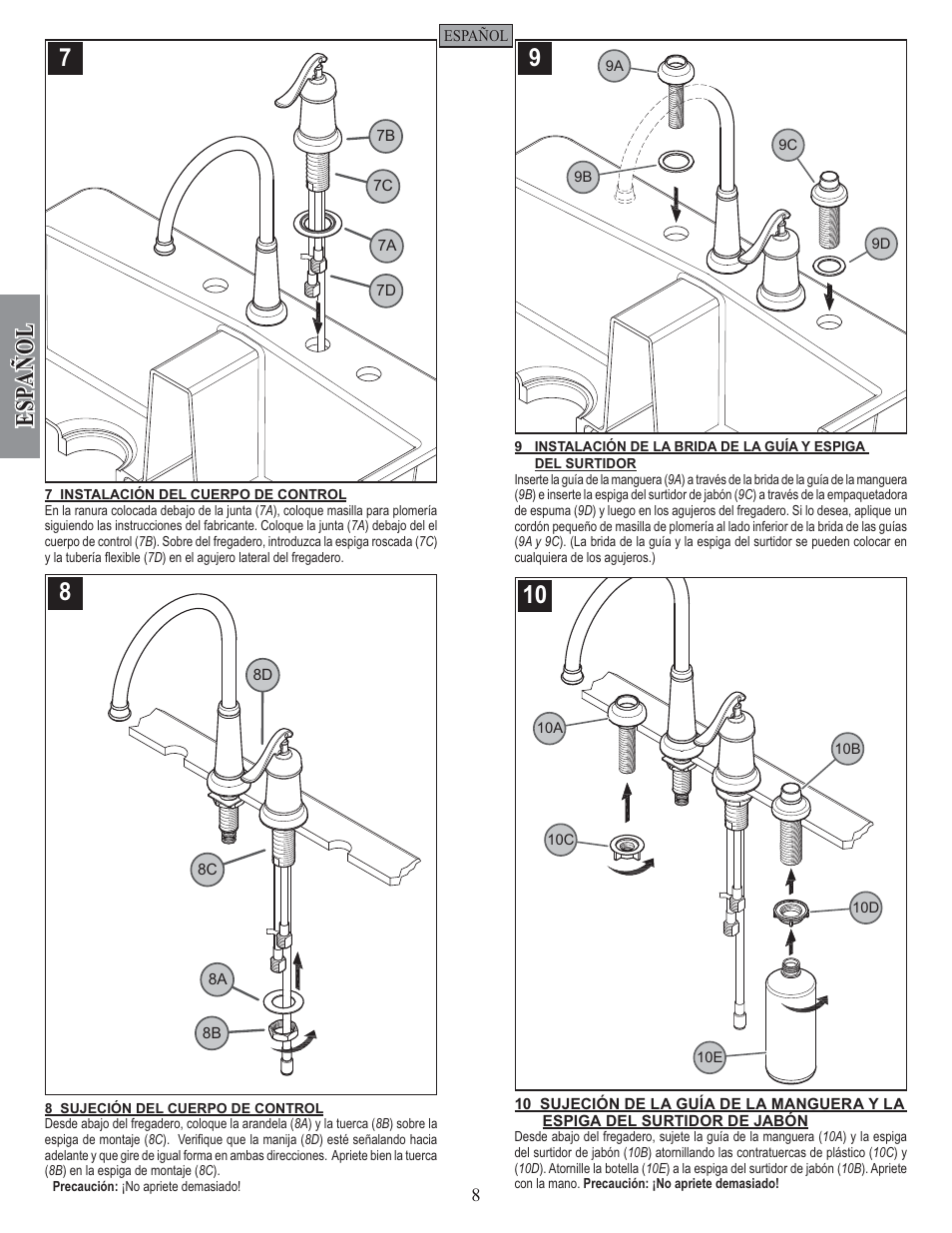 Esp a ñ ol | Pfister GT26-4YPK User Manual | Page 8 / 18