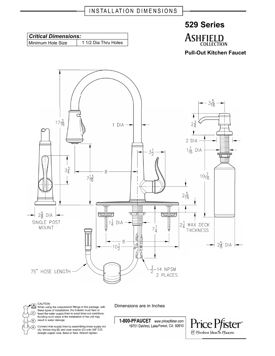 Pfister GT529-YPK User Manual | 1 page