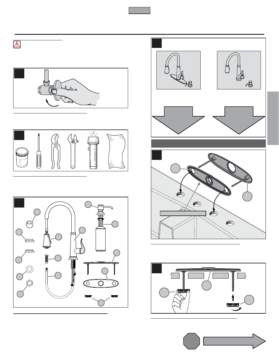 Es p a esp a ññ o l ol, Alto, Instalación en 4 agujeros | Pfister GT529-YPK User Manual | Page 7 / 18